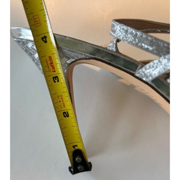 Women's I Miller Size 10M Silver Strappy Glittery Heels Adjustable Strap 4" Heel - Picture 6 of 7
